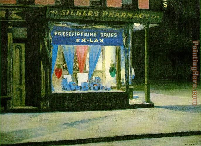 Drug Store painting - Edward Hopper Drug Store art painting